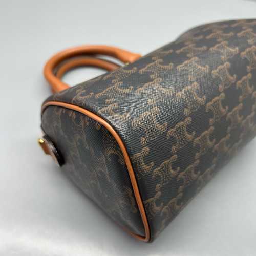 Celine Small Boston Bag Triomphe Black Brown Celine Small Boston Bag Triomphe Black Brown