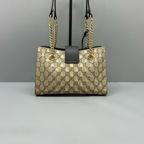 Gucci Small Padlock Tote GG Supreme Monogram Brown Black Gold Gucci Small Padlock Tote GG Supreme Monogram Brown Black Gold