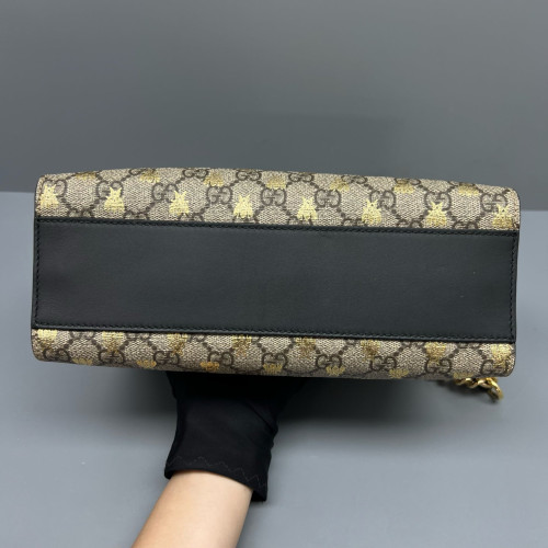 Gucci Small Padlock Tote GG Supreme Monogram Brown Black Gold Gucci Small Padlock Tote GG Supreme Monogram Brown Black Gold