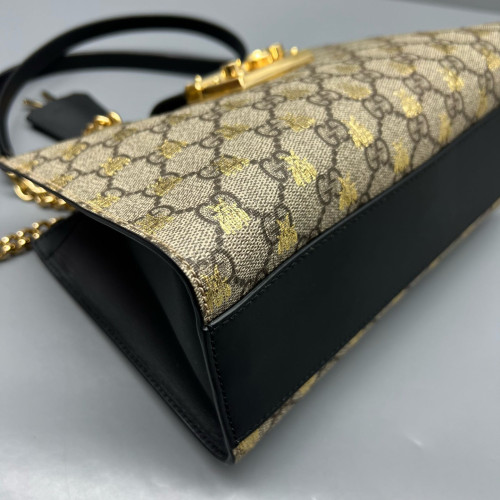 Gucci Small Padlock Tote GG Supreme Monogram Brown Black Gold Gucci Small Padlock Tote GG Supreme Monogram Brown Black Gold