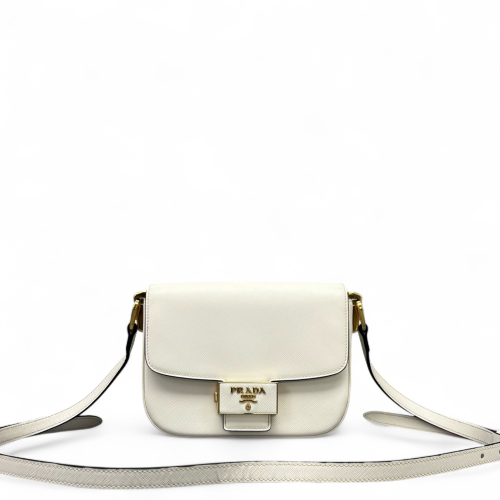 Prada Shoulder Bag Saffiano Calfskin White