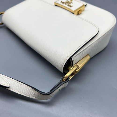 Prada Shoulder Bag Saffiano Calfskin White