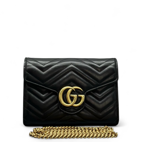 Gucci Matelasse GG Marmont Chain Wallet Calfskin Black