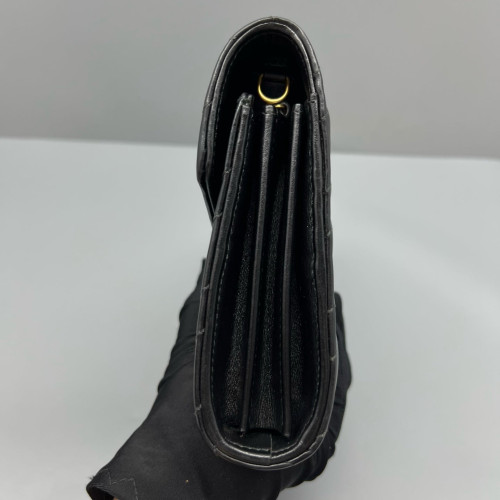 Gucci Chevron GG Marmont Chain Wallet Calfskin Black