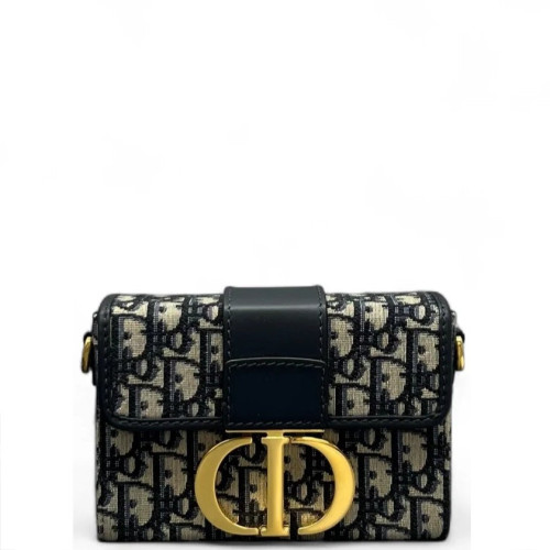 Dior 30 Montaigne Mini Box Bag Oblique Navy Beige Black