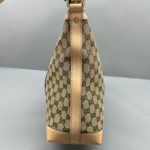Gucci Web Shoulder Bag GG Supreme Monogram Calfskin Beige Green White