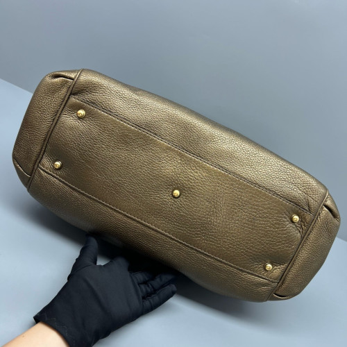 Gucci Buckle Tote Bag Grained Calfskin Gold