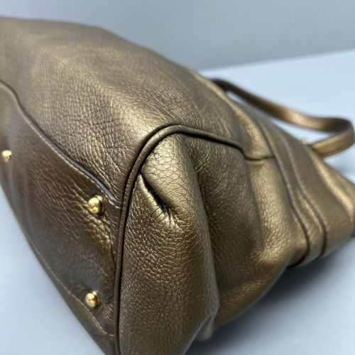 Gucci Buckle Tote Bag Grained Calfskin Gold