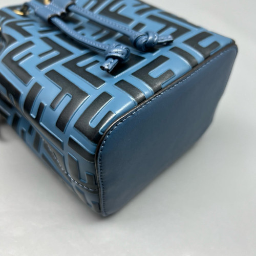 Fendi Mini Mon Tresor Bucket Embossed FF Blue Black