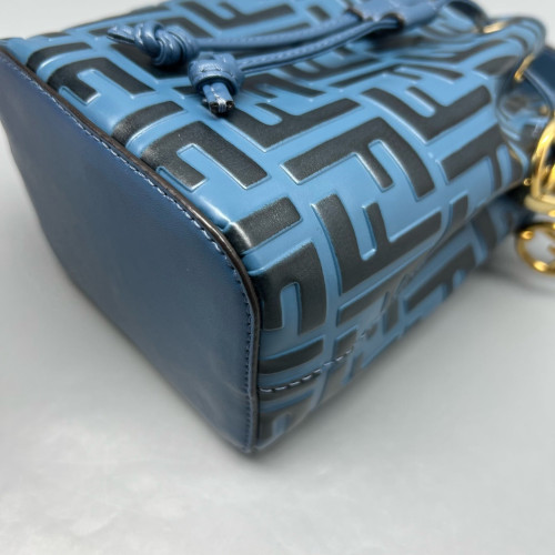 Fendi Mini Mon Tresor Bucket Embossed FF Blue Black