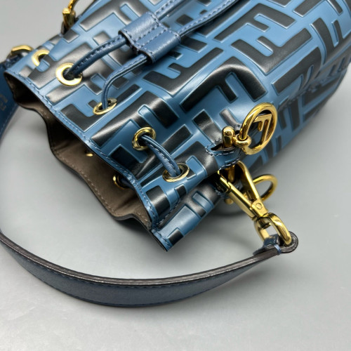 Fendi Mini Mon Tresor Bucket Embossed FF Blue Black