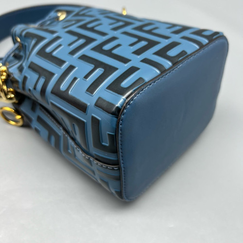 Fendi Mini Mon Tresor Bucket Embossed FF Blue Black