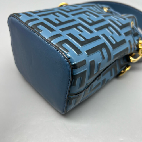 Fendi Mini Mon Tresor Bucket Embossed FF Blue Black