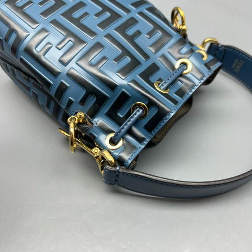 Fendi Mini Mon Tresor Bucket Embossed FF Blue Black