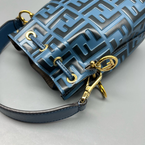 Fendi Mini Mon Tresor Bucket Embossed FF Blue Black