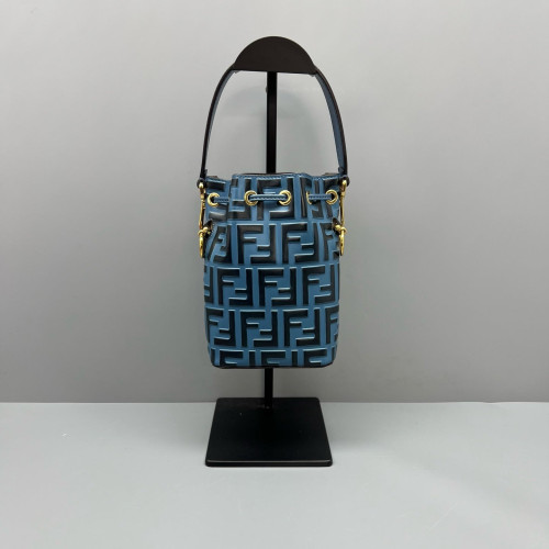 Fendi Mini Mon Tresor Bucket Embossed FF Blue Black