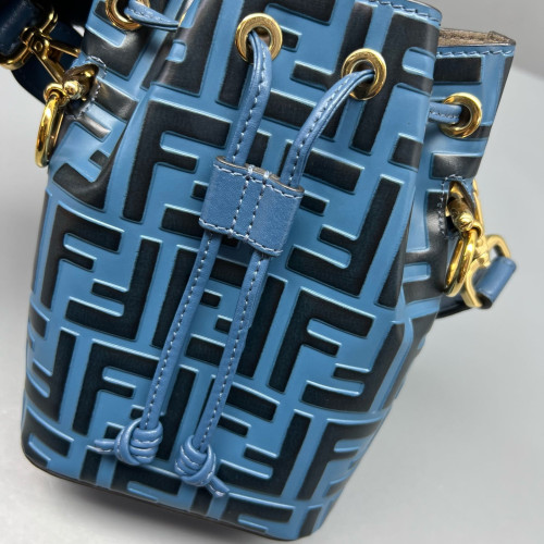 Fendi Mini Mon Tresor Bucket Embossed FF Blue Black