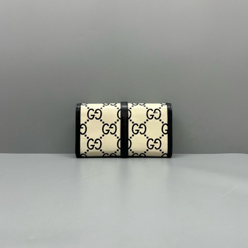 Gucci Jackie 1961 Wallet On Chain Monogram Jumbo GG Calfskin Black White