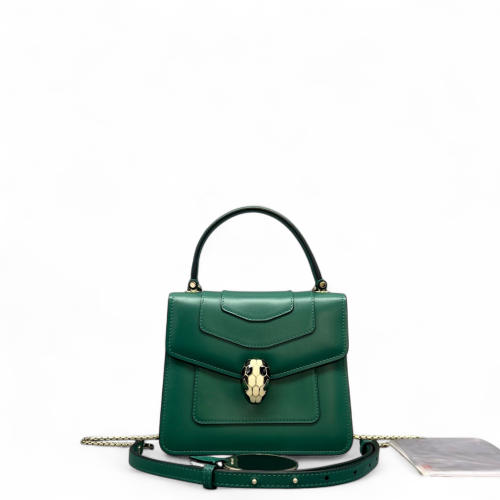 Bvlgari Small Serpenti Forever Top Handle Bag Calfskin Green
