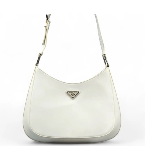 Prada Cleo Shouder Bag Glazed Calfskin White