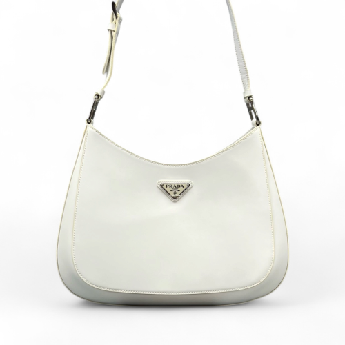 Prada Cleo Shouder Bag Glazed Calfskin White
