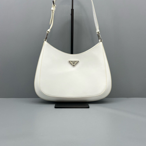Prada Cleo Shouder Bag Glazed Calfskin White