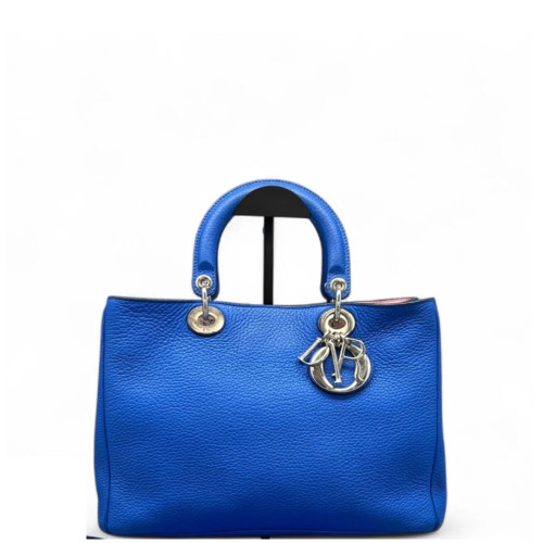 Dior Medium Diorissimo Tote Grained Calfskin Blue