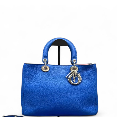 Dior Medium Diorissimo Tote Grained Calfskin Blue