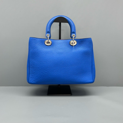 Dior Medium Diorissimo Tote Grained Calfskin Blue
