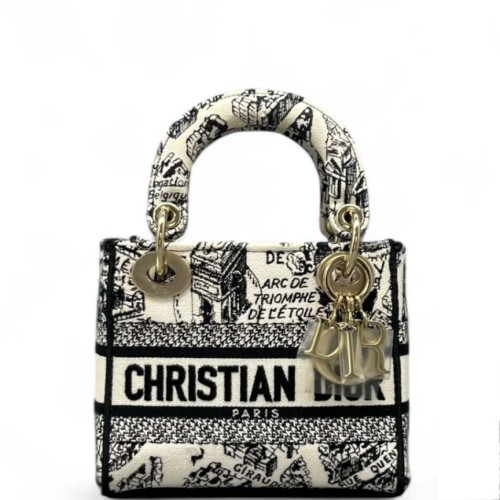 Dior Mini Lady Dior Canvas White Black