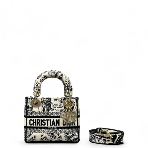Dior Mini Lady Dior Canvas White Black