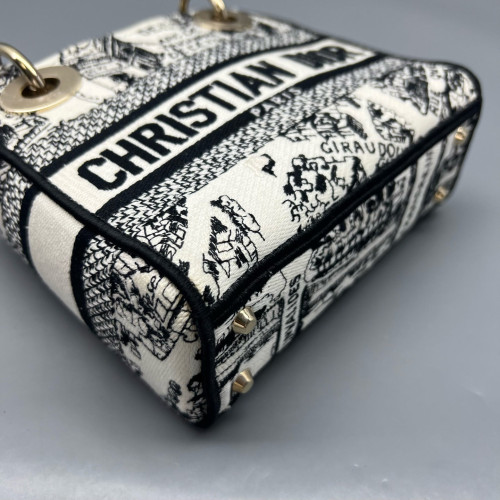Dior Mini Lady Dior Canvas White Black