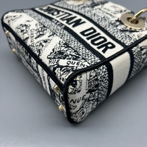 Dior Mini Lady Dior Canvas White Black
