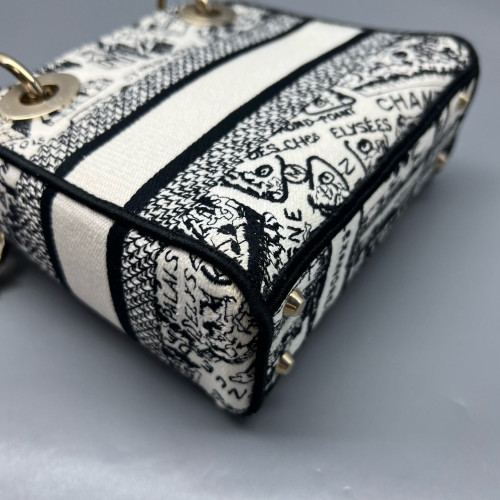 Dior Mini Lady Dior Canvas White Black