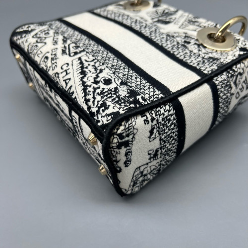 Dior Mini Lady Dior Canvas White Black