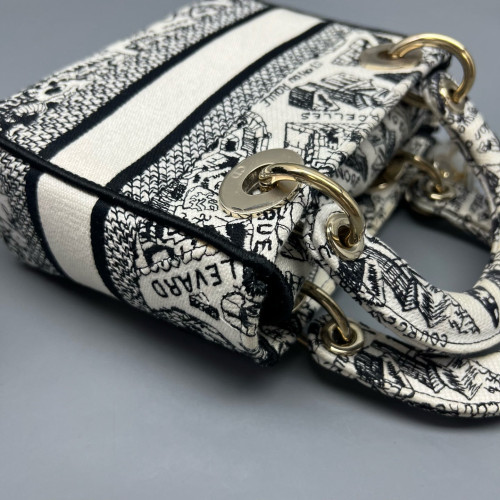 Dior Mini Lady Dior Canvas White Black