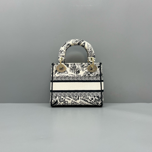 Dior Mini Lady Dior Canvas White Black