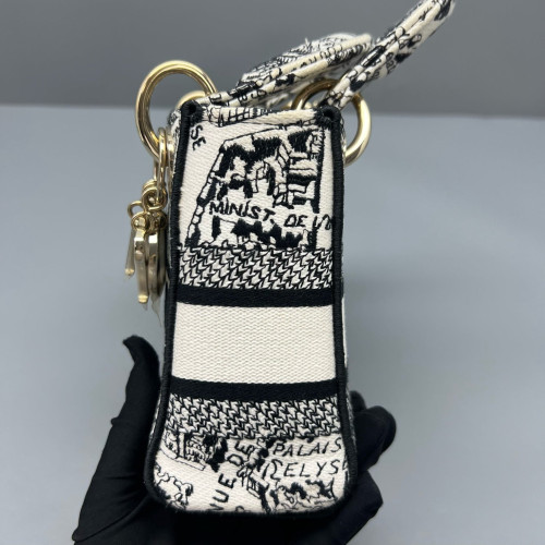 Dior Mini Lady Dior Canvas White Black