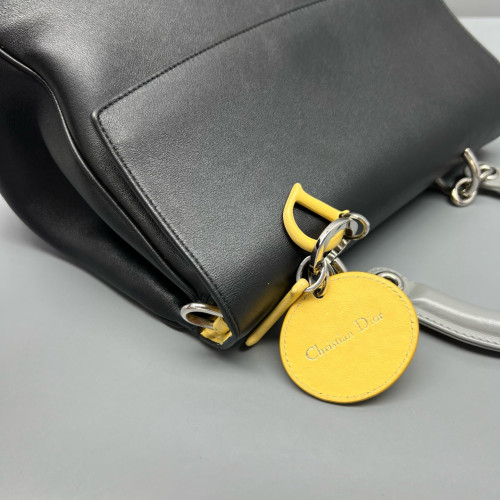 Dior Small Be Dior Flap Calfskin Black Yellow