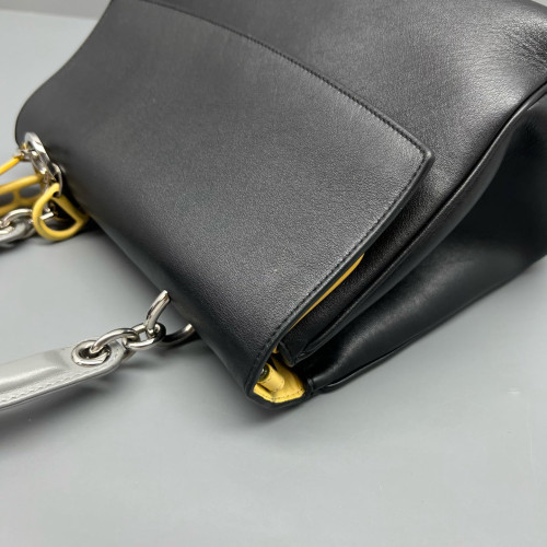 Dior Small Be Dior Flap Calfskin Black Yellow