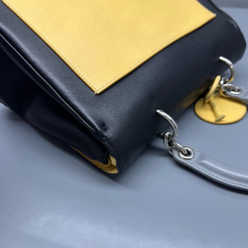 Dior Small Be Dior Flap Calfskin Black Yellow