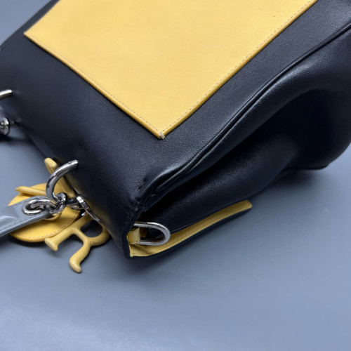 Dior Small Be Dior Flap Calfskin Black Yellow