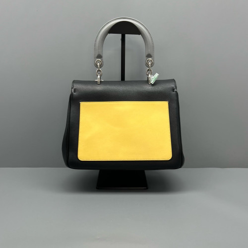 Dior Small Be Dior Flap Calfskin Black Yellow