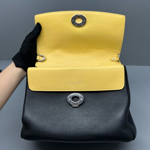 Dior Small Be Dior Flap Calfskin Black Yellow