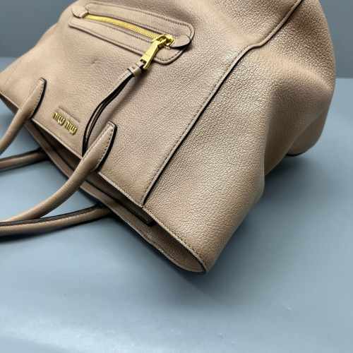 Miu Miu Tote Bag Grained Calfskin Natural Tan
