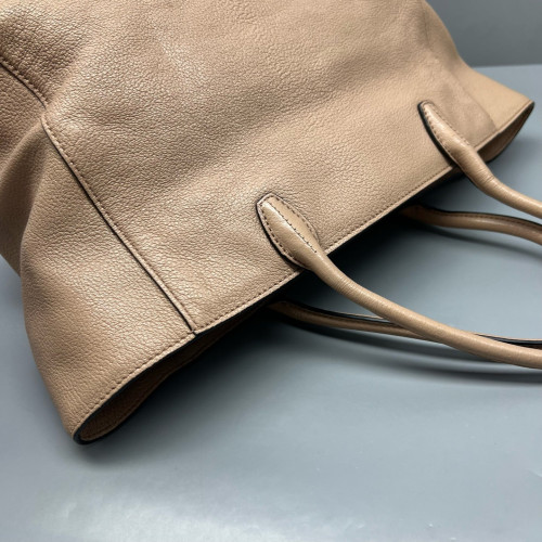 Miu Miu Tote Bag Grained Calfskin Natural Tan