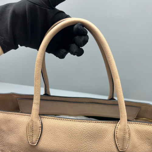 Miu Miu Tote Bag Grained Calfskin Natural Tan