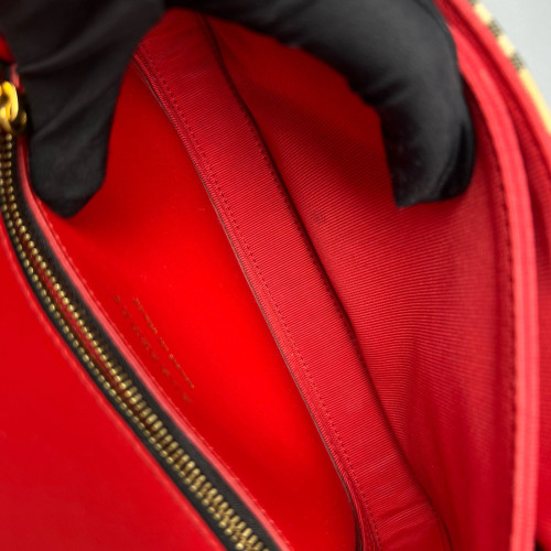Burberry Wallet On Chain WOC House Check Calfskin Red Beige Black