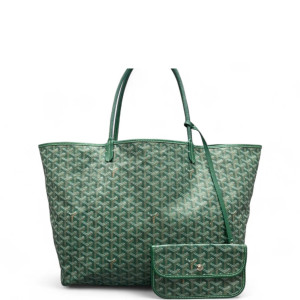 Goyard Anjou GM Goyardine Calfskin Green White Brown