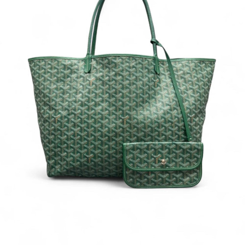 Goyard Anjou GM Goyardine Calfskin Green White Brown
